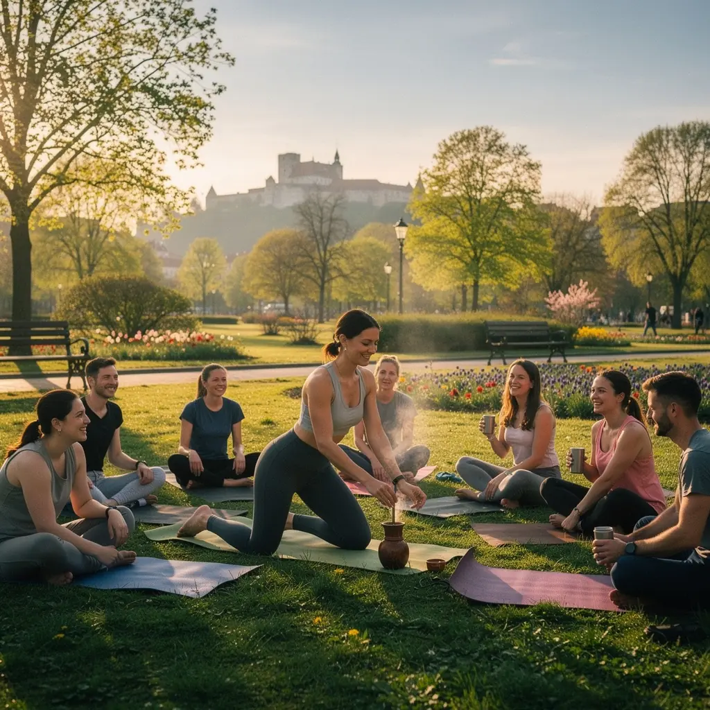 Zelený čaj s maté v tradičnej juhoamerickej nádobe